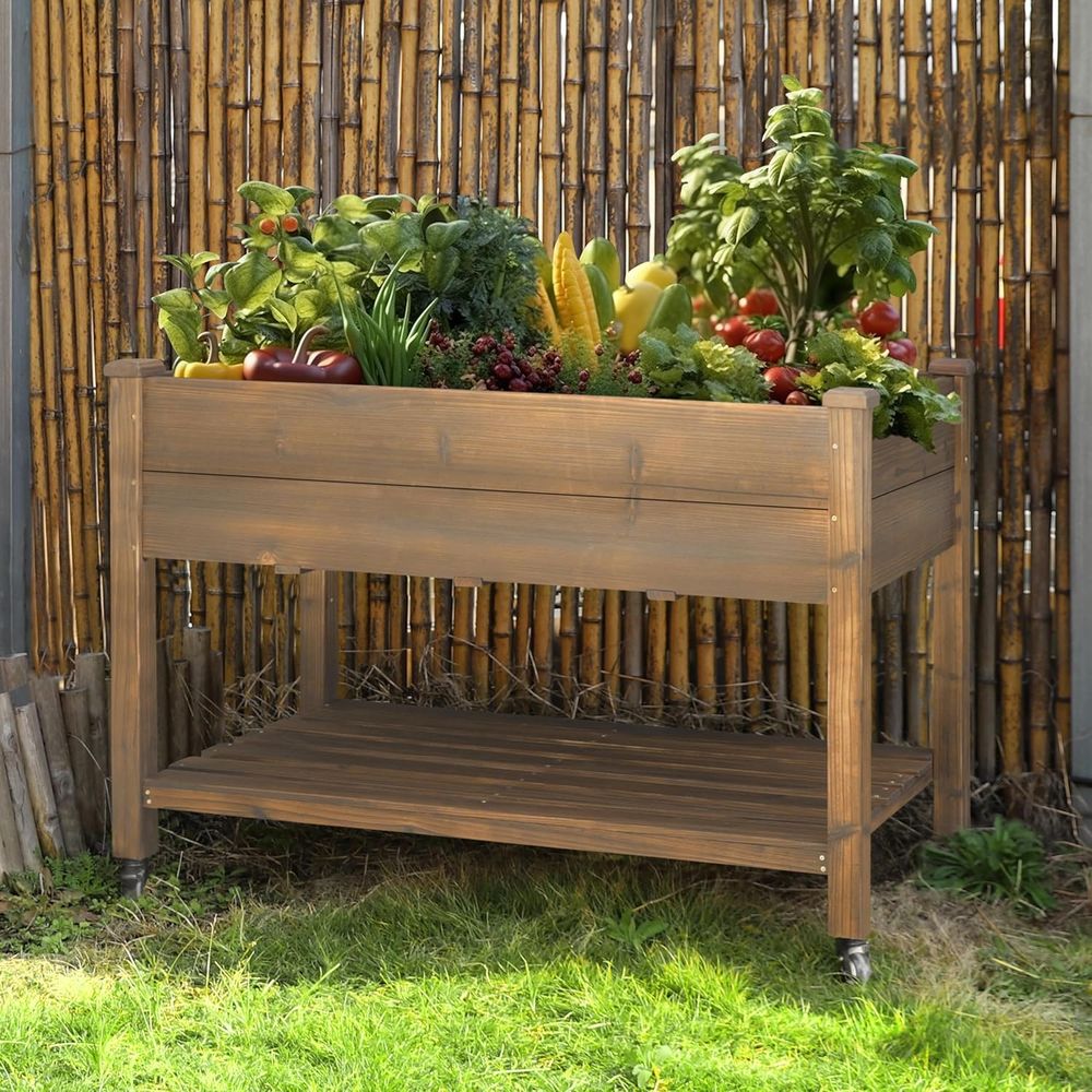Raised Garden Bed - Großes 48x24x33 Zoll Hochbeet mit Rädern,