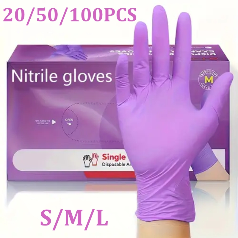 Garden Gloves - 50/100PCS Violette Nitrilhandschuhe Einweg Lila 5Mil